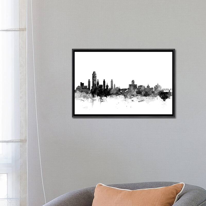 iCanvas "Albany, New York In Black & White" by Michael Tompsett Framed